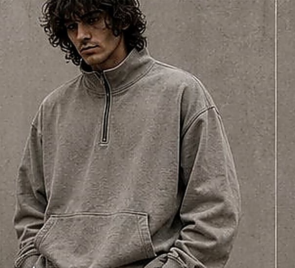 Quarter Zip — Washed Grey
